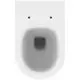 Schlichte weiße Toilette von Ideal Standard mit einer runden Öffnung, zwei kleinen Löchern an der Oberseite und einem modernen, minimalistischen Design.